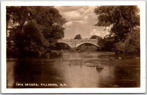 1939 Twin Bridges Hillsboro New Hampshire River Real Photo RPPC Posted Postcard