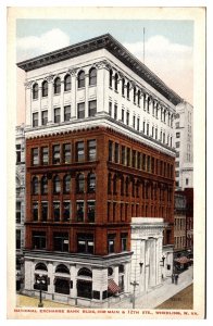 Antique National Exchange Bank Bldg, Cors Main & 12th Sts, Wheeling, WV Postcard