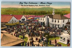 Danbury Connecticut Postcard Big Top Entrance Main Plaza Aerial View 1952 Posted