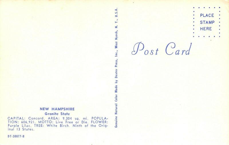 New Hampshire State Highway Map Postcard~Henniker~Epping~Milford~Errol~1950s 