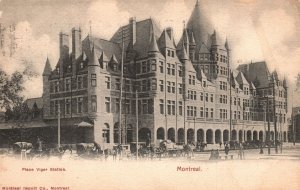 Montreal Canada, Place Viger Station, Front View Horse Carriage Vintage Postcard