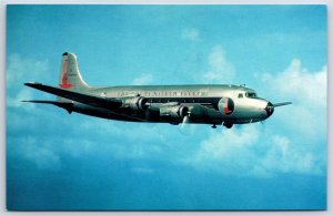 Airplane Postcard Eastern Airlines Douglas DC-4 As Seen Over Miami in 1946 DF1