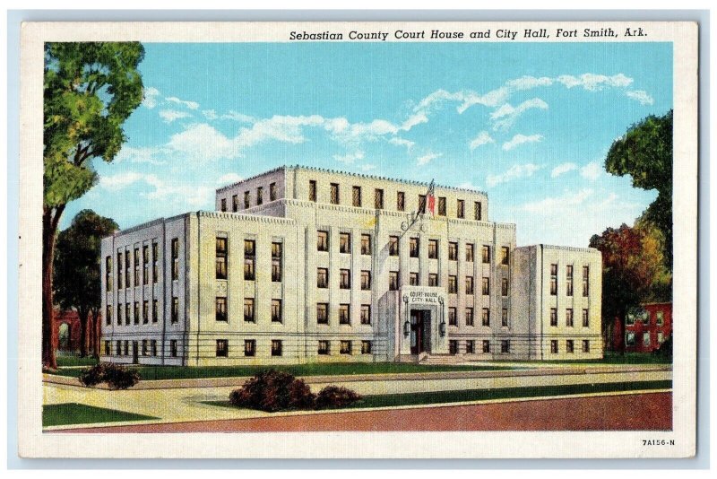 Fort Smith Arkansas Postcard Sebastian County Court House Building c1940 Antique