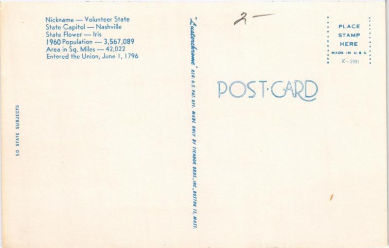 GREETINGS FROM TENNESSEE STATE MAP