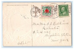 1909 Christmas Seal Tied American Red Cross Posted Rochester NY Postcard 