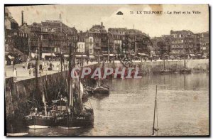 Old Postcard Le Treport The Port and City Boat