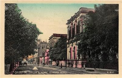 CALCUTTA Sailor's Home, Strand Road INDIA Hand-Tinted c1910s Vintage Postcard