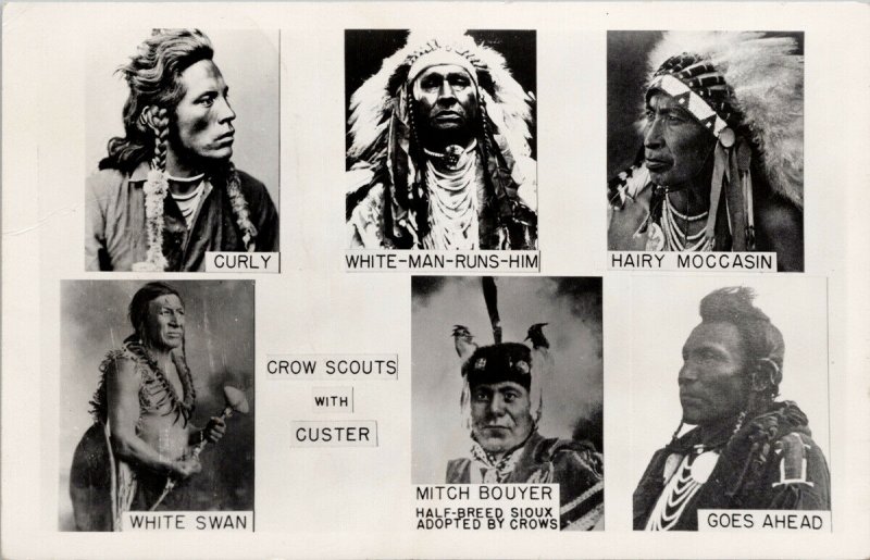 Native American Crow Scouts with Custer Crow Agency MT Postcard F88