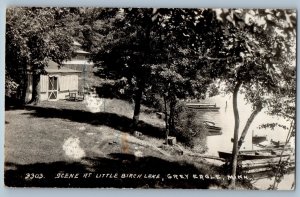 1949 Scene At Little Birch Lake Grey Eagle Minnesota MN RPPC Photo Postcard