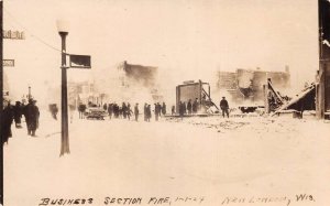 New London Wisconsin Business Section Fire Disaster Real Photo Postcard AA79872