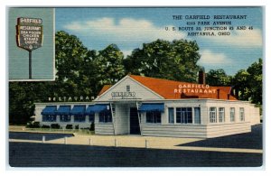 ASHTABULA, OH Ohio ~ Roadside The GARFIELD  RESTAURANT  c1930s Linen Postcard