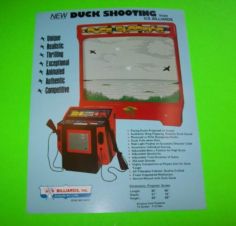 Duck Shooting Arcade FLYER US Billiards Original NOS Rifle Gun Shooting Gallery