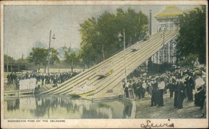 Waterslide Washington Amusement Park Delaware Westville NJ c1905 Postcard