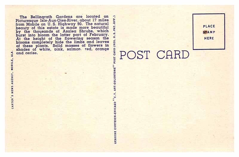 Postcard GARDEN SCENE Mobile Alabama AL AP4596