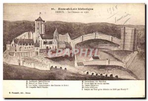 Postcard Old Eure et Loir Dreux historic Chateau in 1562