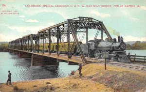 Colorado Special Train C & NW Railway Bridge Cedar Rapids, Iowa Antique Postcard
