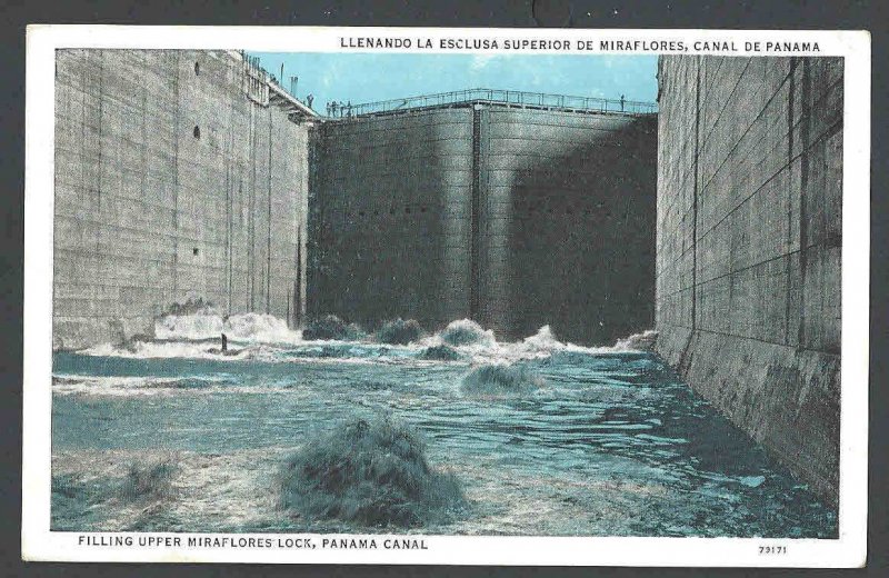 Ca 1923 PPC* Panama Canal Filling Water Miraflores Lock Mint