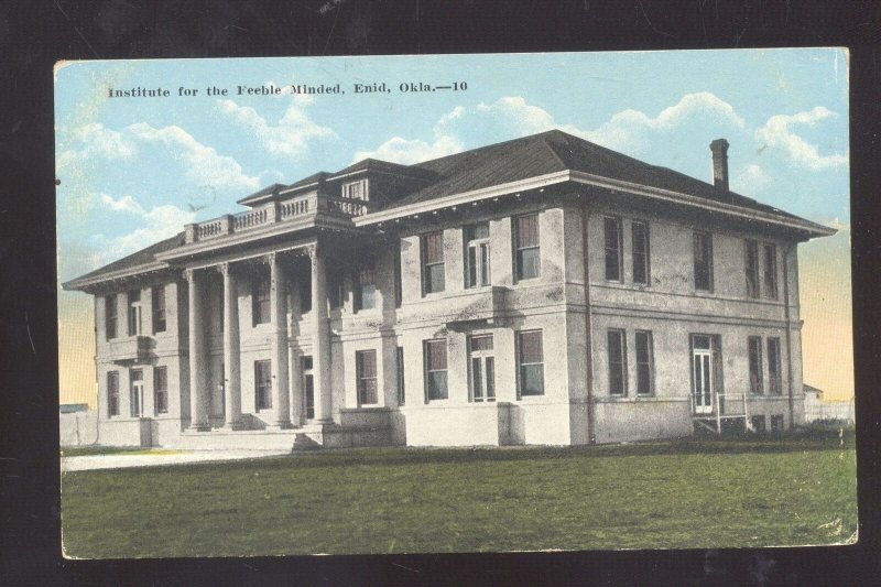 ENID OKLAHOMA INSTITUTE FOR THE FEEBLE MINDED INSANE ASYLUM VINTAGE POSTCARD