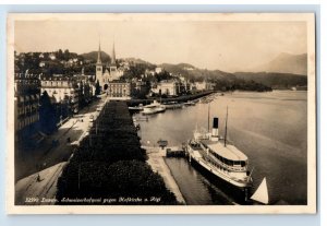 C. 1920 Luzern Schweizerhofquai RPPC Postcard F144E