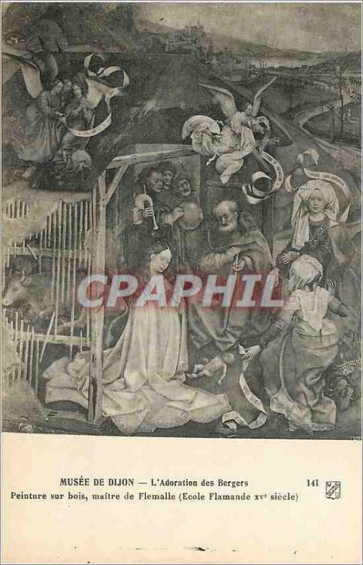 Old Postcard Museum of Dijon The Adoration of the Shepherds Wood painting Mas...