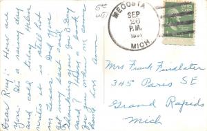 D40/ Mecosta Michigan Mi Real Photo RPPC Postcard 1951 Church Automobile