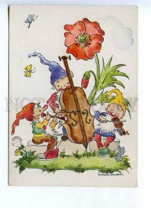 201823 POPPY Musical GNOME w/ CELLO Violin PIPE vintage PC