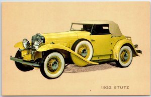 VINTAGE POSTCARD MUSEUM OF AUTOMOBILES - YELLOW 1933 STUTZ