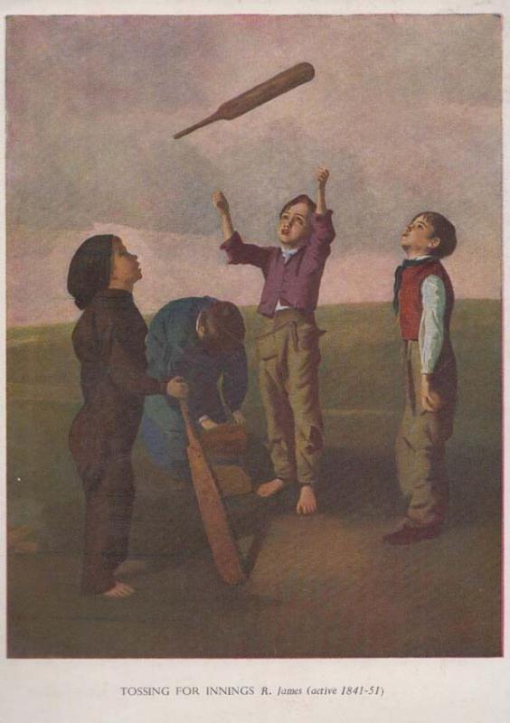 Tossing For Innings Victorian Children Marleybone Cricket Club Painting Postcard