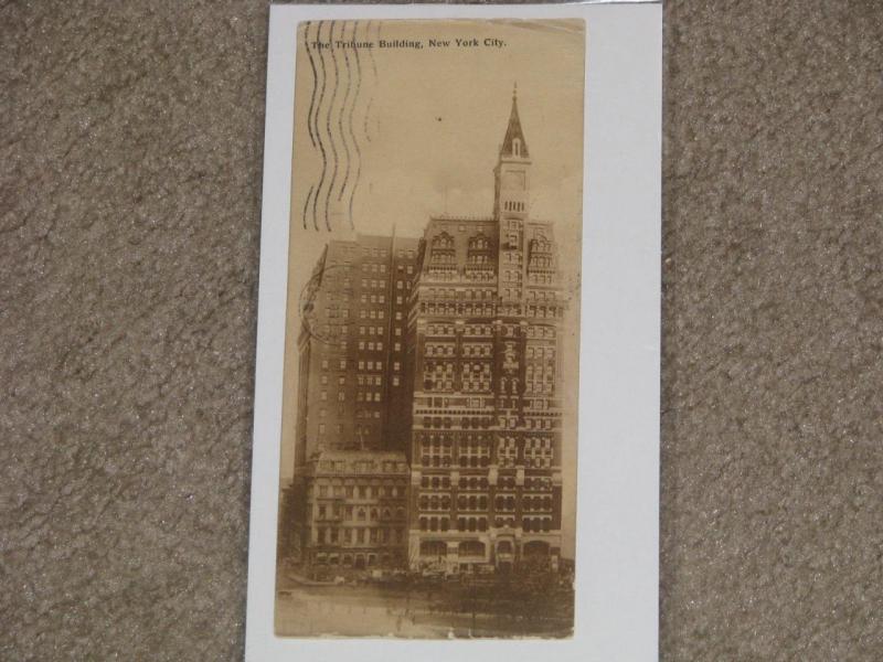 The Tribune Bldg., New York City, (Narrow Card), used vintage card, 1910