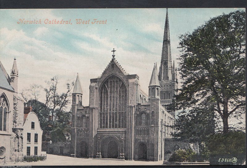 Norfolk Postcard - Norwich Cathedral, West Front   RT1268