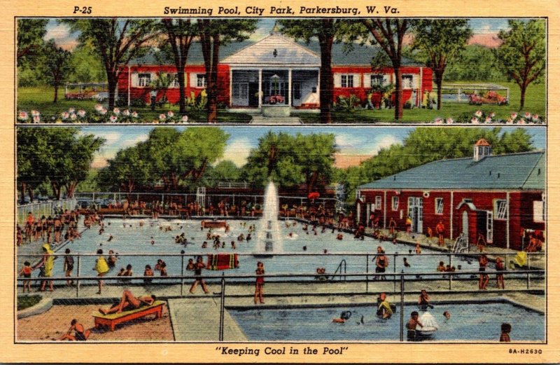 West Virginia Parkrsburg City Park Swimming Pool 1953 Curteich