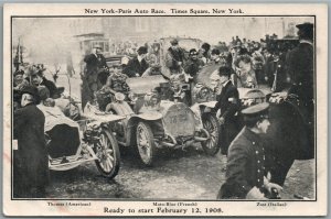 NEW YORK - PARIS AUTO RACE 1908 ADVERTISING ANTIQUE POSTCARD
