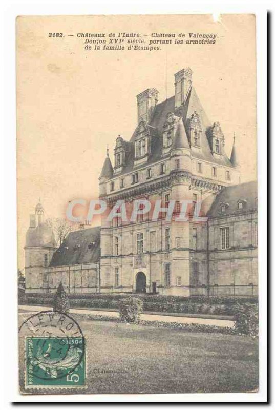 Old Postcard Chateau de Valencay Dungeon 16ME century potant the arms of the ...