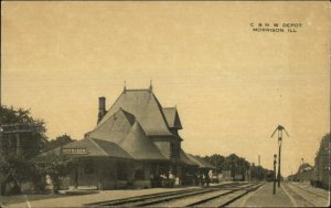 Morrison IL C&NW RR Train Depot Station c1910 Postcard