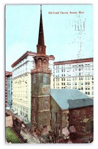 Postcard Old South Church Boston Mass. Massachusetts c1910 Postmark