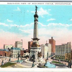 c1920s Indianapolis, IN Birds Eye Monument Circle Beauitful Downtown Square A220