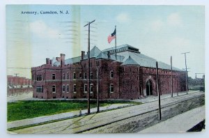 VINTAGE 1913 POSTCARD ARMORY CAMDEN N.J.