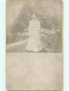 Pre-1920 rppc WOMAN OUTDOORS Postmarked Mckeesport Pennsylvania PA i7097