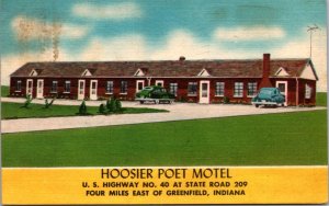 Linen Postcard Hoosier Poet Motel US Highway No 40 in Greenfield, Indiana