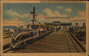 Keansburg New Jersey NJ Steamboat Pier Miniature Railroad Train Linen PC