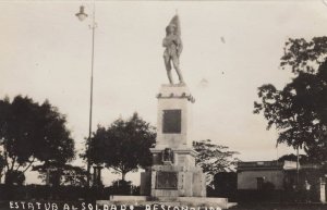 Cuba Estatua Del Soldado Military Statue Real Photo Old Postcard