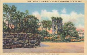 Panama Tower and Ruins Of Old Panama Destroyed By Morgan 300 Years Ago 1941 C...