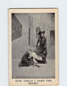 Postcard How Could I Take the Money Man and Woman Vintage Print