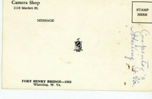 Postcard RPPC View of Fort Henry Bridge in Wheeling, WV.       aa2