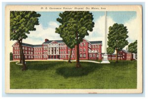 c1940s US Government Veterans Hospital, Des Moines Iowa IA Unposted Postcard