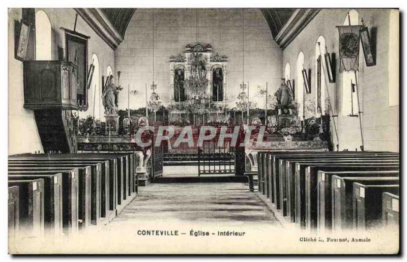 Old Postcard The Interior Conteville Church
