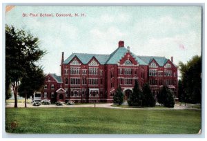 1908 St. Paul School Building Panoramic View Concord New Hampshire NH Postcard