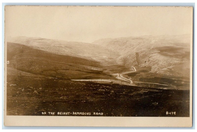 c1910's On The Beirut Damascus Road Lebanon USS Pittsburgh RPPC Photo Postcard