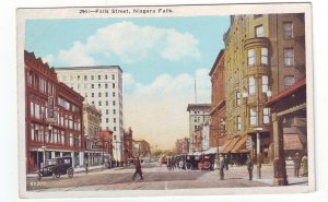 P1437 old unused postcard cars signs people fall st. niagara falls new york