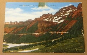 UNUSED LINEN POSTCARD THE GARDEN WALL GLACIER NATL PARK MONT.